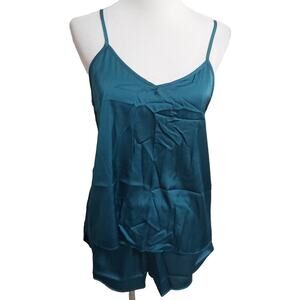 *NWT* Women's Yimanie M Green Cami & Shorts Silky Pajama Set #35y64